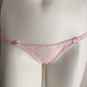 Jolie Intimates pink sheer nylon lace panty S